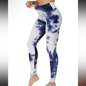 Blue and White Tie Dye Leggings NWT